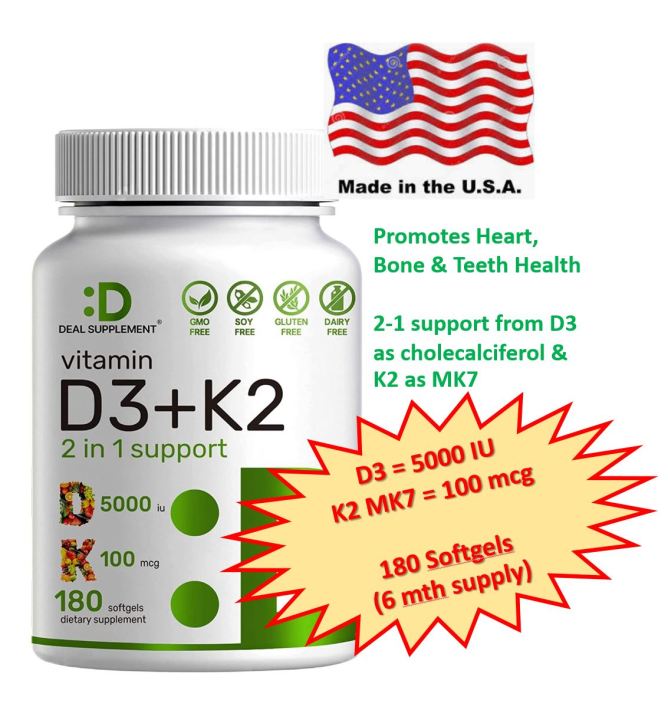 Deal Supplement Vitamin D3 K2 Softgel, 180 Counts, 21 Complex