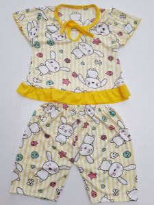 ชุดเด็กผู้หญิง ไซส์S 6-12เดือน 6-10กิโล ผ้าไมโครไฟเบอร์ ใส่สบายไม่ร้อน สกรีนลายการ์ตูนด้านหน้า