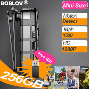 BOBLOV L02 Body Mini Worn Action Camera Sports Motion Detect Night Vision HD 1080P 256GB 1500mAh 9H Wearable Police Camera DVR Video Audio Recorder Camcorder Motorcycle Dash Cam For Vlogging