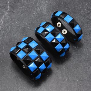GENENIC Contrasting Rivets Leather Wristband Rock Vintage Gothic Punk Bracelet Jewelry Gift Retro Big Wide Bracelet Male Female
