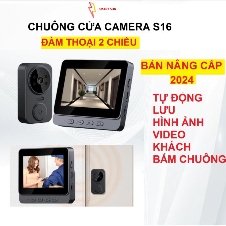 Chuông cửa không dây, Chuông cửa Camera S16 đàm thoại 2 chiều, lưu hình ảnh, video khách bấm chuông