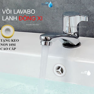 Vòi nước lavabo lạnh bồn chậu rửa mặt đồng thau xi bóng cao cấp Rina RN9604 tay giọt nước