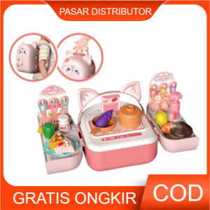 Mainan Anak TELINGA KELINCI PINK BACKPACK KITCHEN SET JM11645 Mainan Anak Kitchen Bag Masakan Tas Anak Mainan Anak Perempuan - Mainan Anak Laki Laki