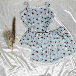 Stylesnap Dreamy Lace Pointelle Cami Top and Shorts with Bow Tie - Sleepwear Set