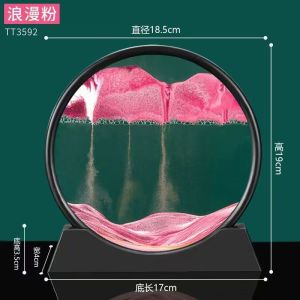 3D Moving Sand Art Picture Round Glass Deep Sea Sandscape Hourglass Quicksand Craft Flowing Painting Office Home Decor Gift