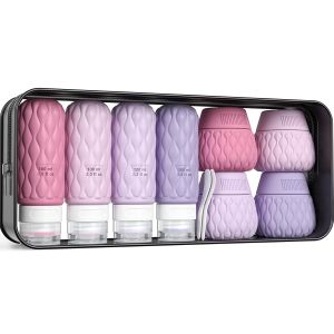 Silicone Travel Bottles for Toiletries 8 Pack Travel Size Toiletries 3.4 oz 1.7 oz Leakproof Squeeze Travel Size Containers Refillable Cosmetic Jars Set for Shampoo Conditioner Creams