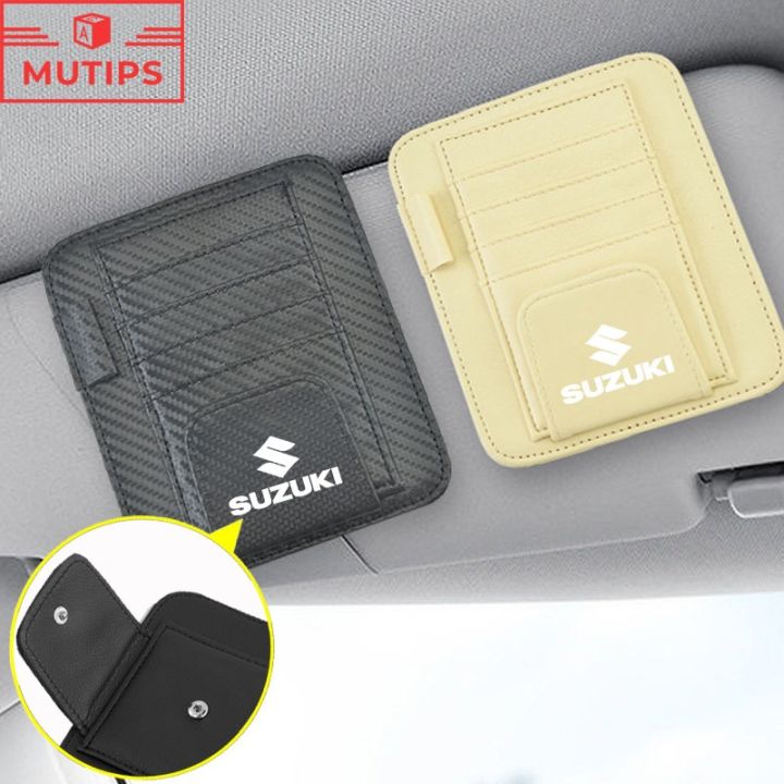 Suzuki Car Sun Visor Multifunctional Sunglasses Clip Card Storage Bag Pen Holder For Swift