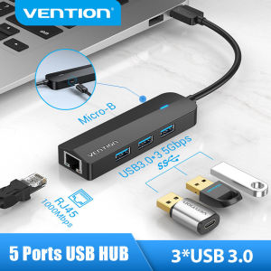 Vention USB HUB 3 Port USB 3.0 Hub with RJ 45 Gigabit Ethernet Adapter With Micro USB Power Port Supply For PC Laptop Hard Disk USB 3.0 HUB