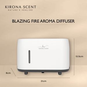 [KIRONA SCENT] Blazing Fire Aroma Diffuser 240ml | 7 LED Flame Light | Remote Control | Free 30ML Diffuser Essential Oil | Home Fragrance & Decor
