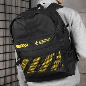 Backpack Pria GeGoH Yellow CrossBlack Tas Laptop Punggung Water Resistans Ransel Cowok sekolah-Kuliah-kerja.