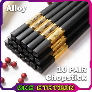 10 Pairs Alloy Chopstick Non-slip Reusable Janpanese Chopstick Penyepit Makanan 10双合金筷子