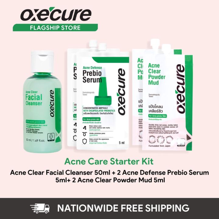 Oxecure Acne Care Starter Kit Cleanser Powder Mud Serum Lazada Ph 9103