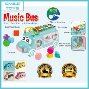Smile - Mainan Edukasi Anak Happy Bus Xylophone Puzzle Musik YE 20 / Mobil Sortasi Wire Alur Kawat