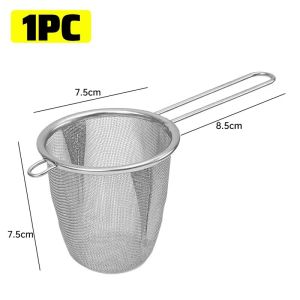 Handheld Stainless Steel Brewing Filter / Anti-Scald Fine Mesh Tea Infuser / Reusable Kitchen Sieve for Loose Tea Coffee Powder and Spices