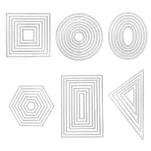 6Pcs Scrapbooking Cutting Dies Geometric Die Cut For Scrapbooking Carbon Steel Cutting Die for Photo Album Decoration