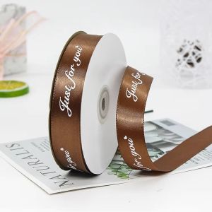 LuckyCat 2.5CM(40 Yard/Roll) Letter Satin Ribbons Flower Baking Gift Packaging Ribbon With Quality Assurance