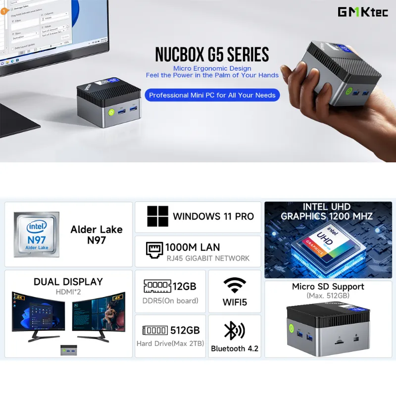 SG] GMKTec NucBox G5 Intel N97 mini pc 12GB DDR4 512GB ssd | UHD