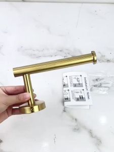 BAOKEMO Golden Stainless Steel Shower Circular Towel Bar Tissue Holder Accessory Set Wall Mounted