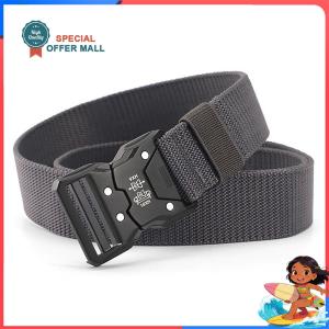 【Special Offer】Heavy Duty Nylon Tactical Belt Men Quick Release Automatic Buckle Waistband with Elastic Stretch Adjustable for Military Training Outdoor Hiking Camping Work Casual Daily Wear