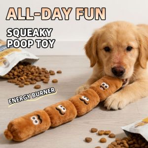 OUTOPEAN Press-to-Squeak Dog Sausage Plush Chew Toy with BB Sound Simulated Dog Squeaky Toy Creativity Self-Play Pet Boredom Relief Toy