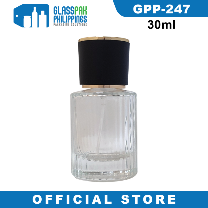 Glasspak 30ml 50ml Round Striped Perfume Bottle Black Lid Screw Type  Perfume Glass Bottle Perfume Container Perfume Storage Perfume Organizer