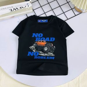Áo thun bé trai thun cotton 100% co giản 4 chiều in hình ô tô NO ROBLEM từ 11-38kg