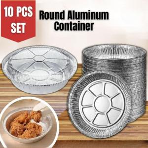 10Pcs/Set Air Fryer Aluminum Foil Pan Baking Pan for Fried Chicken Fries Tin Tray Oven BBQ Oil-proof Tray Food Container