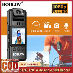 BOBLOV A23 Mini Body Camera Action Camera with 180 Degrees Rotate Lens 1080P 512GB Video Camera Night Vision Motion Detect Camera 10 Hours Recording Audio and Video Recorder Vlog Camcorder with Magnetic Clips for Daily Delivery Sports