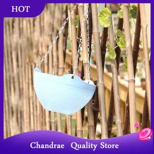 [Chandrae] Hanging Orchid Pot With Chain Pp Plastic Hanging Basket Flowerpot Hanging Wall Mounted Green Pot With Succulent Pot