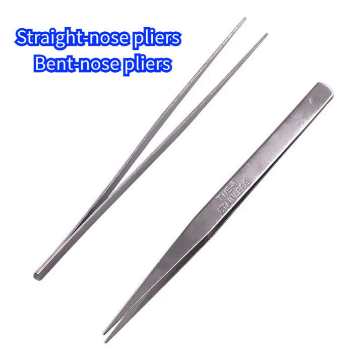Stainless Steel Elbow Tweezers Straight Tweezers Sewing Machine Tweezer DIY Quilting Knitting