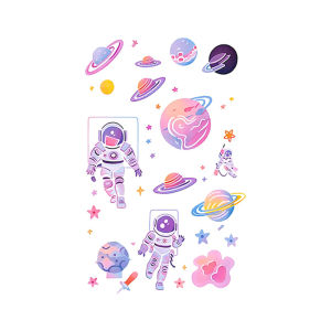 11.11 XMXP Color Planet Tattoo Sticker Waterproof Female Lasting Arm Clavicle ins Wind Girl Astronaut 2024 New10.17
