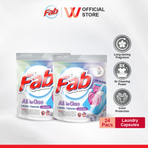 [TWIN PACK] Fab All in One LOW SUDS Laundry Capsules Lavender Refill (10ml x 24pcs)