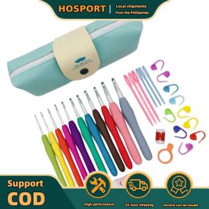 【HOSPORT】 Crochet Hooks Set Aluminum Crochet Hooks Ergonomic Handle Colorful Crochet Hooks Kit 11 Sizes for Mom Grandma Gifts