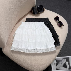 COD Korean Style Sweet Youthful Lace Lace Lace Cake Dress Ballet-Style Elastic Waist Bow Anti-Exposure Puffy Skirt 99492026 New Arrival