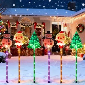 Runvictor Outdoor LED Lawn Stake Lights Christmas Snowman Acrylic Waterproof Garden Decor Path Landscape