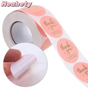 Heabety 500pcs Thank You Round Sticker Scrapbook Letter Handmade Stickers Seal Labels Stickers Wedding Gift Flower Decoration