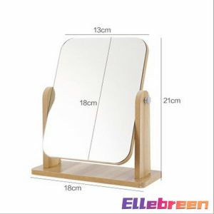 HD Wooden Mirror 360 Degree Portable Adjustable Table Desk Mirror Stand Bathroom Living Room
