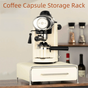 DSFSI Drawer Type Coffee Display Rack Multi-Purpose Metal Construction Tea Bag Storage Box Multi-Purpose Desktop Design Coffee Machine Base Drawer Kitchen Countertop