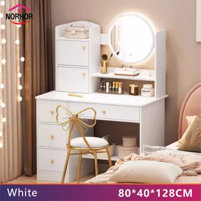 NORHOR Vanity Wooden Vanity Vanity Mirror With Table Set Dresser Cabinet Bedroom Lockers Simple Lockers