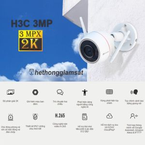 Camera Wifi Ngoài Trời EZVIZ H3C 3MP 2K 4MP 2K+ AI Màu Bang Đêm Đàm Thoại - Chính Hãng Bảo Hành 24 Tháng