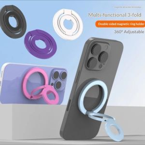 for Magsafe Bracket Stand for Phone Double Sided Magnetic Ring Holder Folding 360° Rotating Cellphones Back Sticker Universal