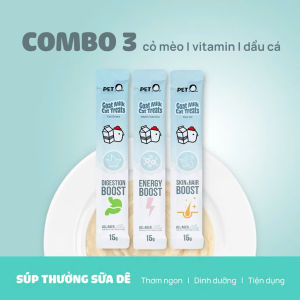 Súp thưởng sữa dê PetQ (Vitamin Dầu cá Cỏ mèo Ngon miệng Dinh dưỡng) dành cho mèo - T3 PETS SHOP