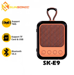 SK-E9 Portable Mini TWS Bluetooth V5.3 USB Disk/ TF Card/ FM Function Easy to Carry Compact Speaker