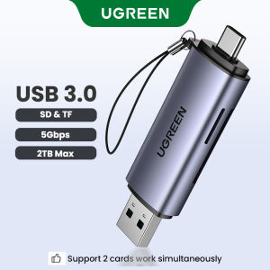 UGREEN 2 in 1 Card Reader USB 3.0 for SASMUNG S20+/S10+/S9/Note 10/Huawei P40/Dell/Lenovo/ThinkPad USB 3.0 SD TF CFast OTG Type C Smart Memory Card Adapter for Laptop USB 3.0 Cardreader SD Card Reader Read 2 Cards Simultaneously-Type C