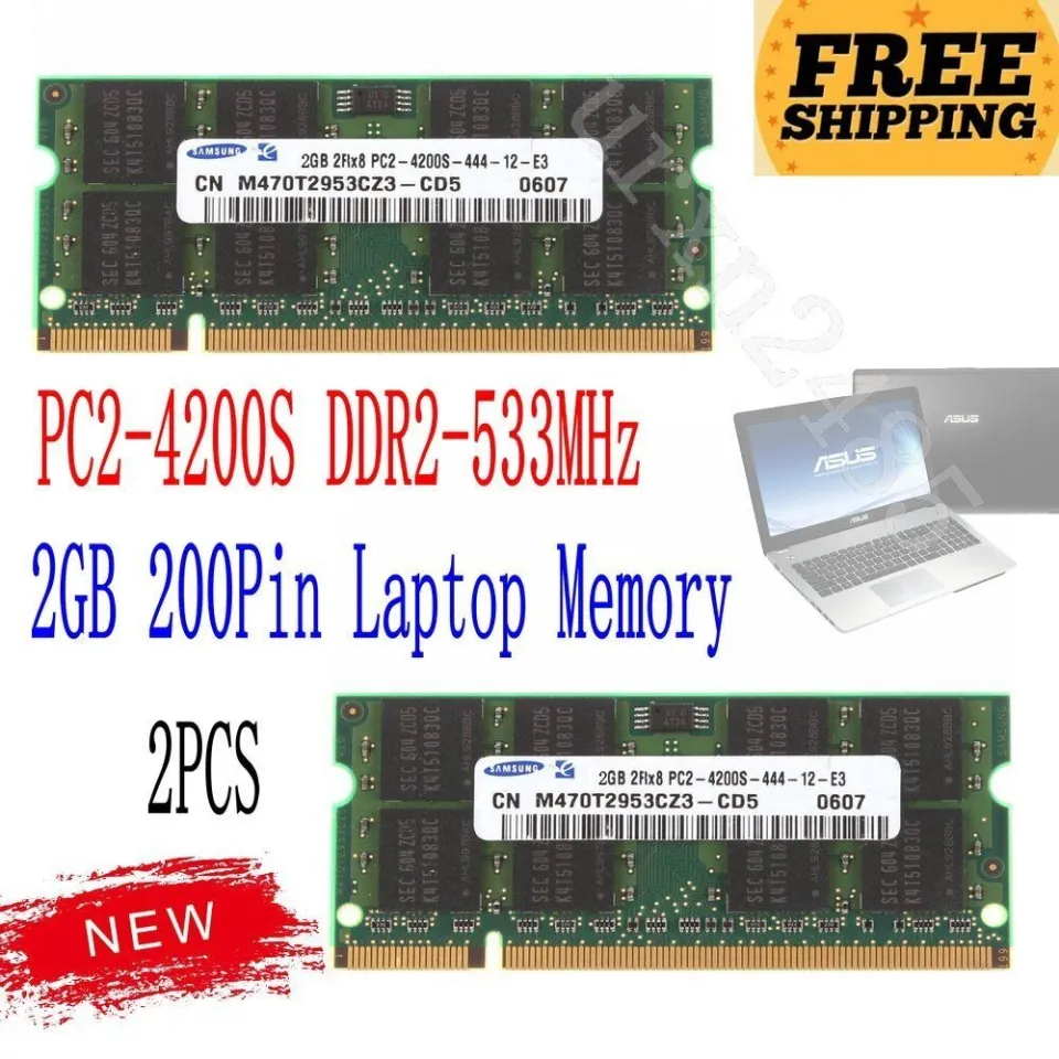 Samsung 4GB Kit 2x 2GB DDR2 533MHz PC2-4200S 200Pin SODIMM Laptop Memory  RAM AB