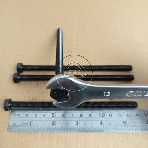 BAUT BAJA KUNCI 13 PANJANG 14CM M8 X 140 HTB GRADE 8.8 M8X140 FULL DRAT 14 CM PITCH 1.25 HITAM 8X140 8 X 140 140MM 140 MM DIAMETER DRAT 8MM BAUD 12 MUR SEKRUP SKRUP