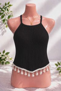Barc Crepe Tassel Cross Top