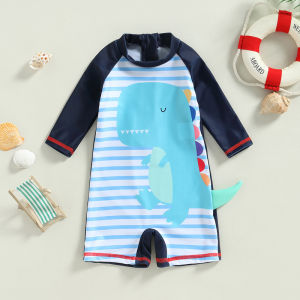 【COD&Local Ship】Toddler Boy Romper Swimsuit Summer Beach One-piece Dinosaur Printed Swimwear