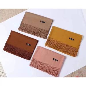 kangle ผ้าพันคอแคชเมียร์ ผ้าพันคอกันหนาว ผ้าผ้าคลุมไหล่ 200x70 ซม. ผ้าอย่างดี ผ้าหนา สีพื้น ผ้าพันคอ