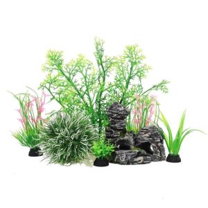 Aquariums Artifical Coral Grass 7Pieces Fishtanks Plastic and Cave Rock for Safe Underwater Landscape Decors